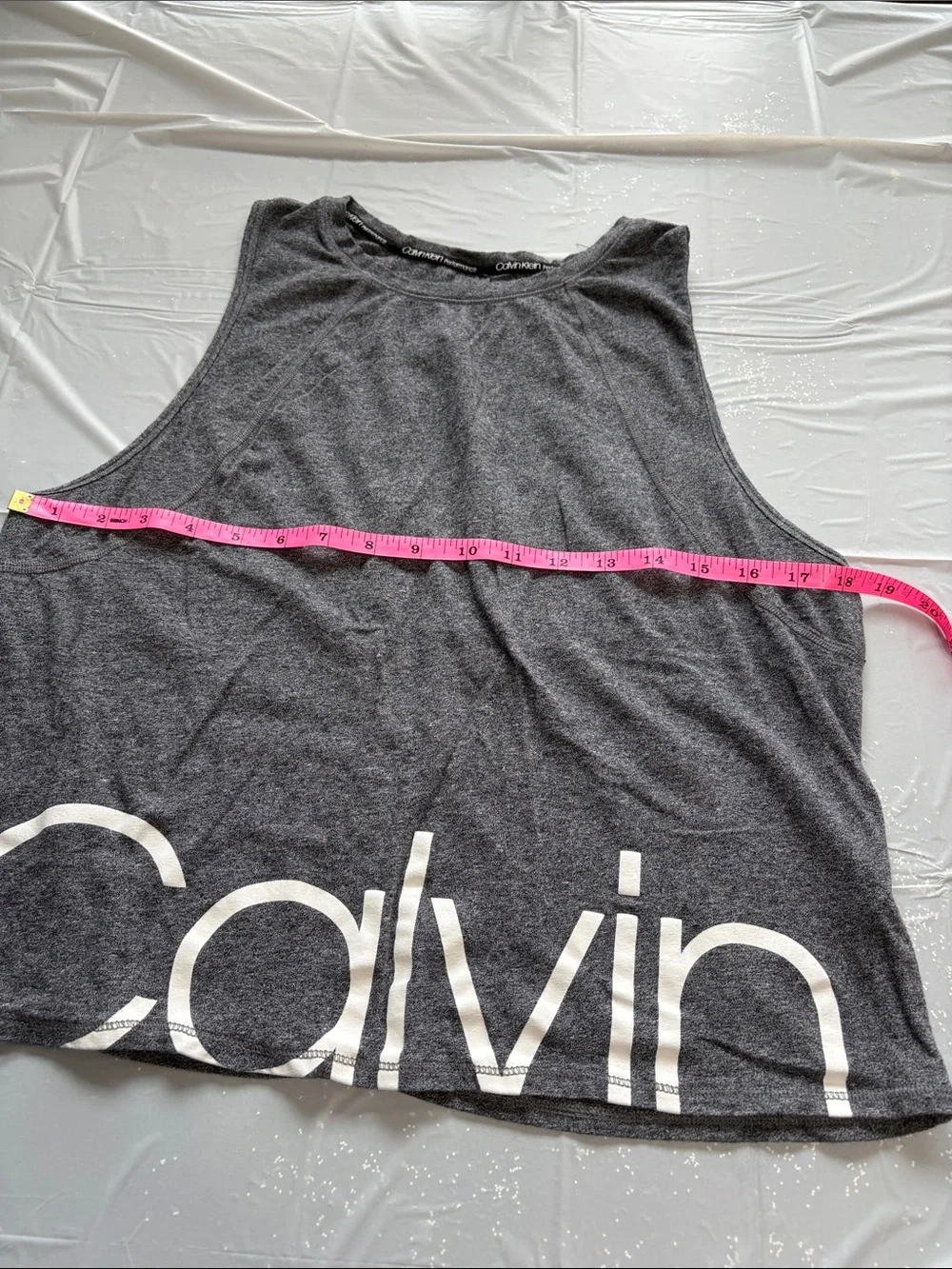 Calvin Klein Dark Gray Sleeveless Open Back Logo Tank - Picture 7 of 10
